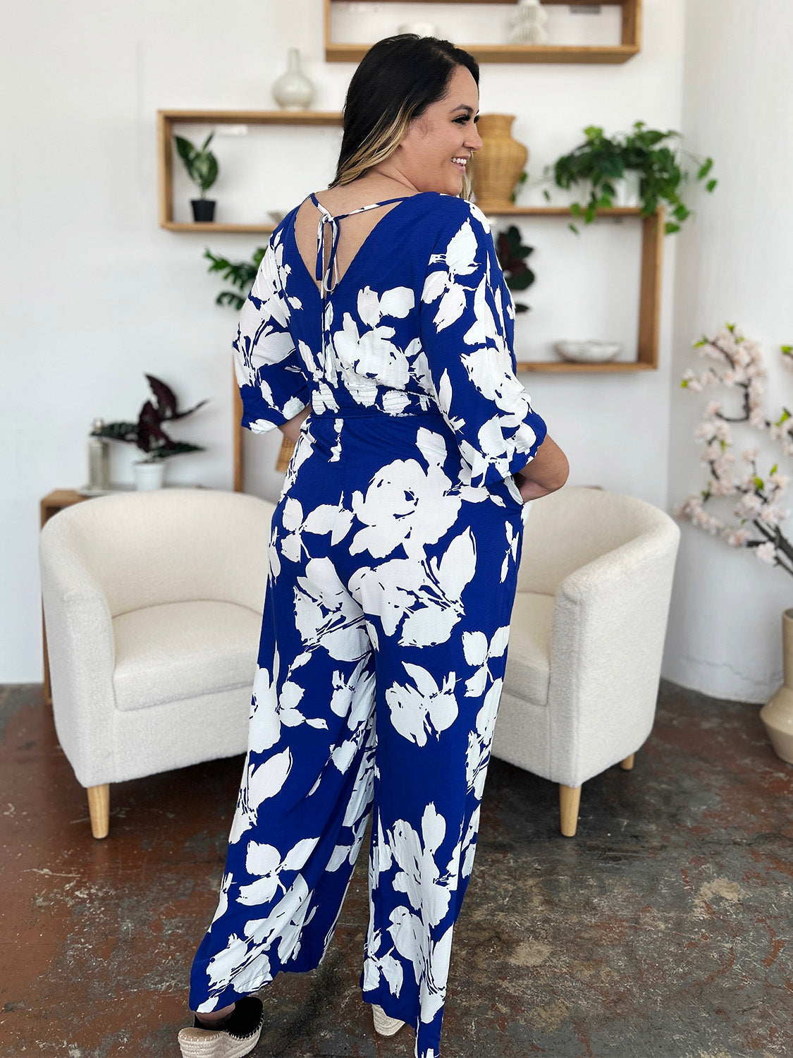 Combinaison à jambes larges et nouée dans le dos, taille réelle, imprimée Double Take