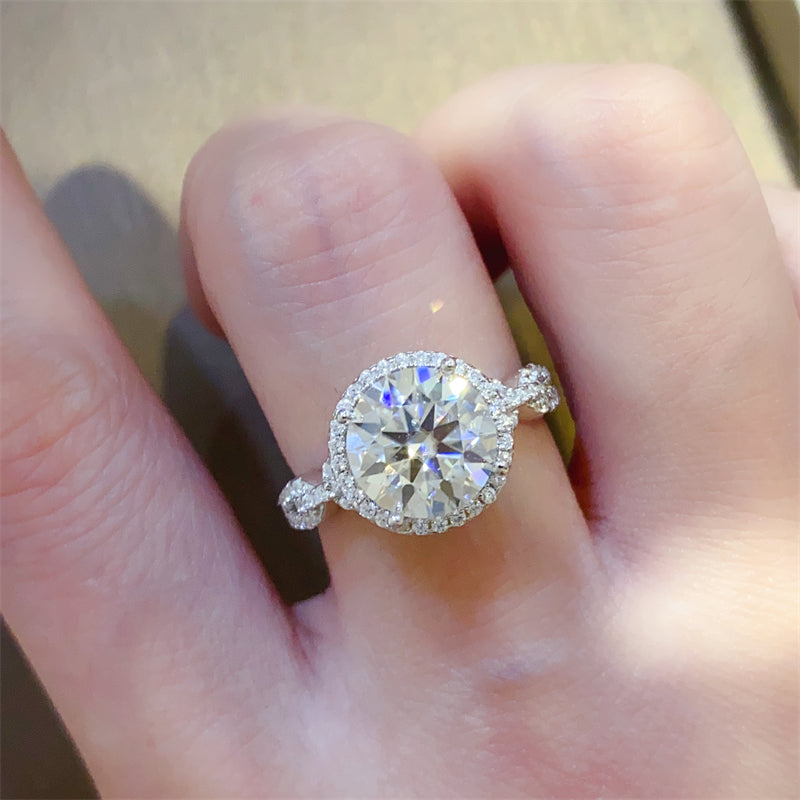Bague en argent sterling 925 avec moissanite de 3 carats