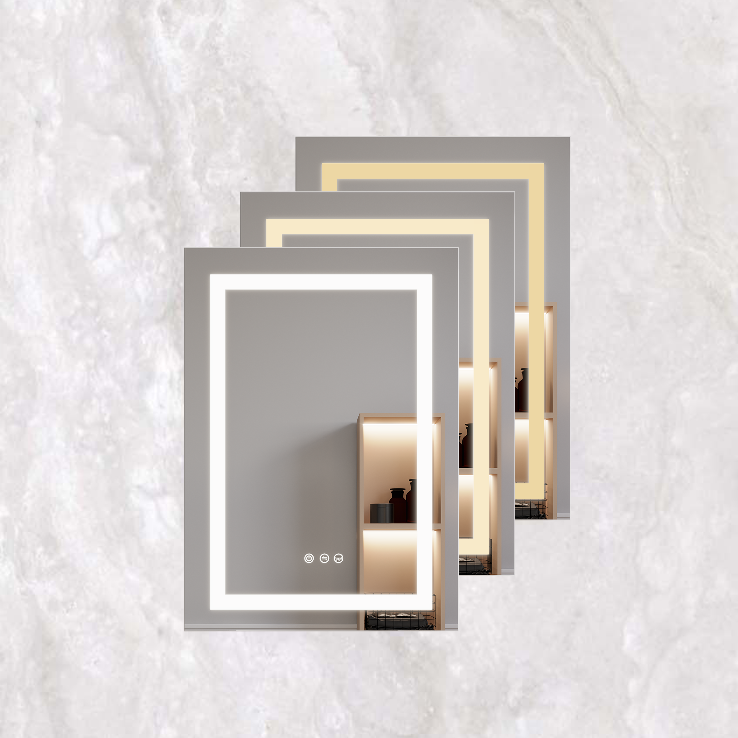 Armoire à pharmacie de salle de bain 26x20 pouces (porte gauche) avec miroir LED 3000K ~ 6000K éclairage à porte simple armoire de salle de bain avec interrupteur tactile réglable