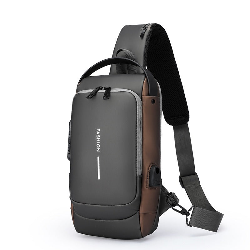 Sac à bandoulière étanche et antivol avec mot de passe et port USB pour homme