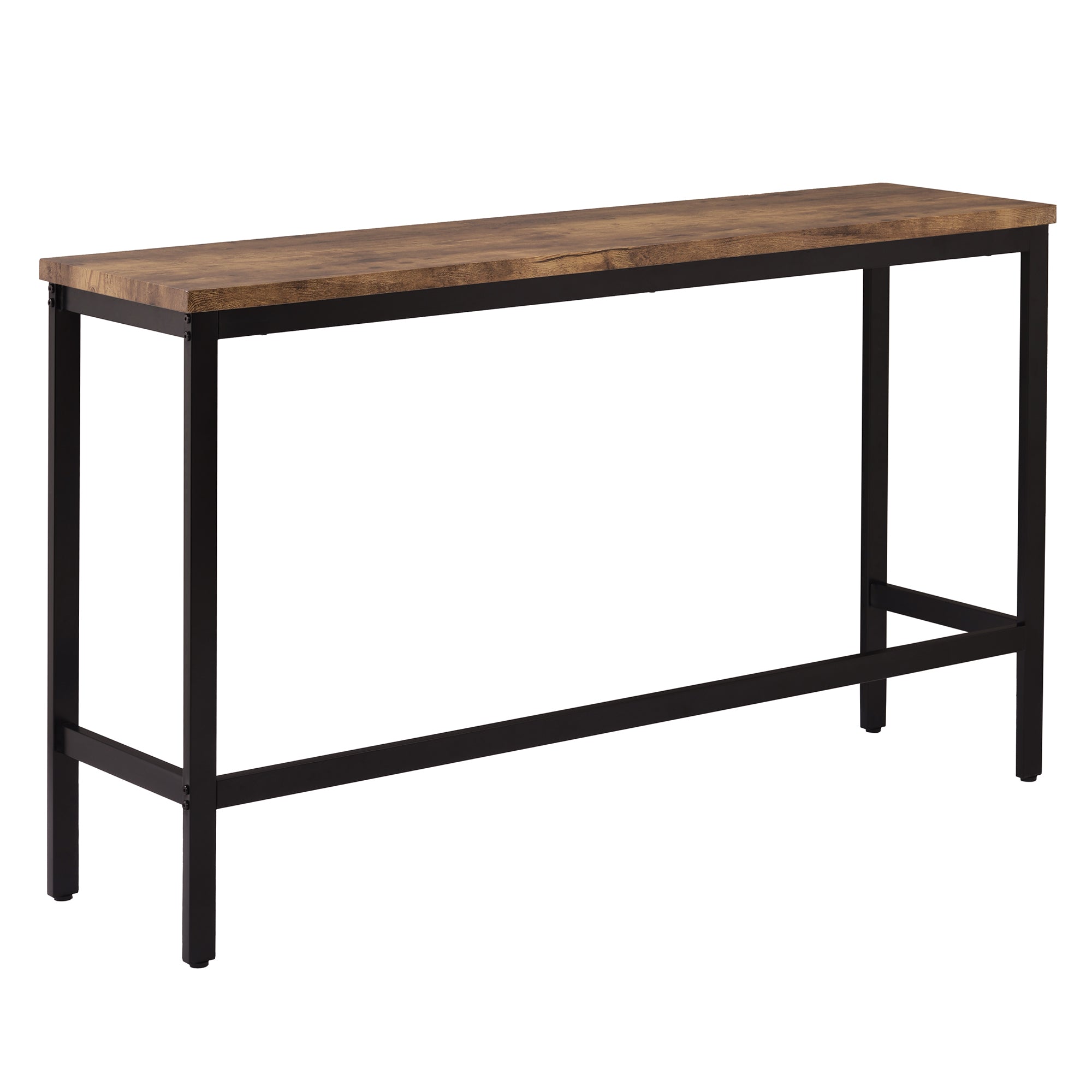 Ensemble de table à manger extra longue à hauteur de comptoir TOPMAX avec 3 tabourets, ensemble de cuisine de pub, table d'appoint avec repose-pieds, marron