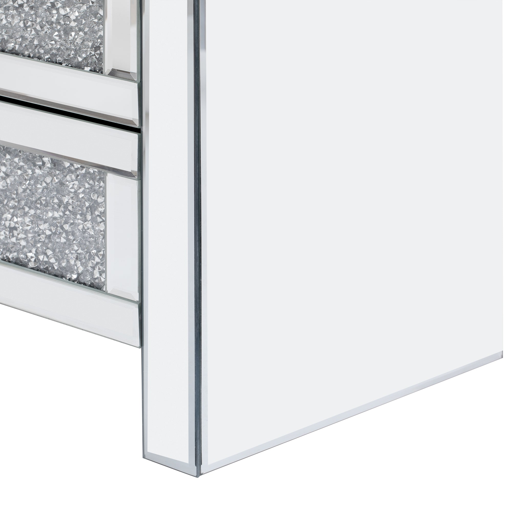 Table basse rectangulaire argentée miroir U-Can 15,7" W avec fonction de chargement sans fil et USB, lumières LED, poignée de style cristal