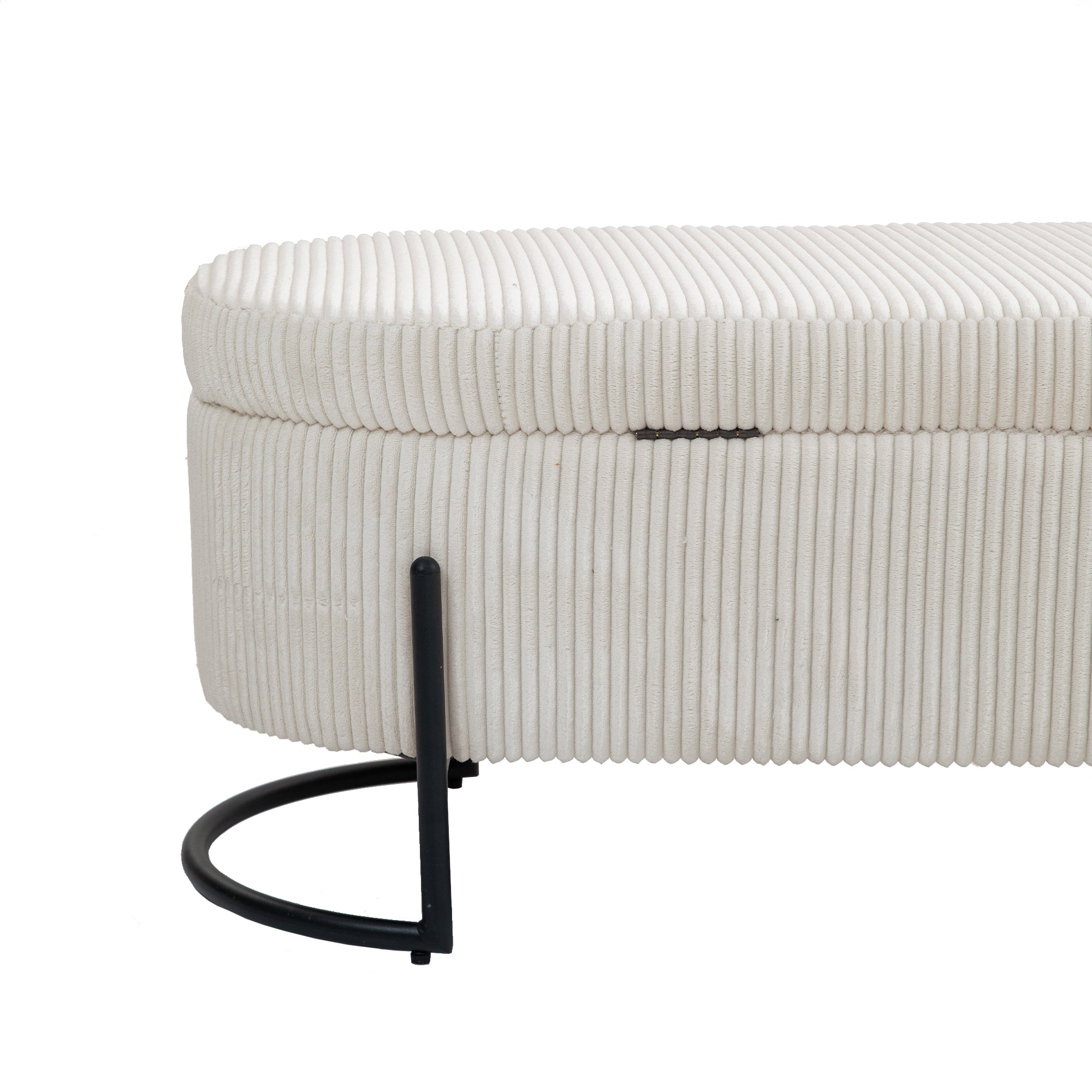 Chaise ottomane de rangement COOLMOR avec charnière de sécurité et coussin en tissu doux (beige)