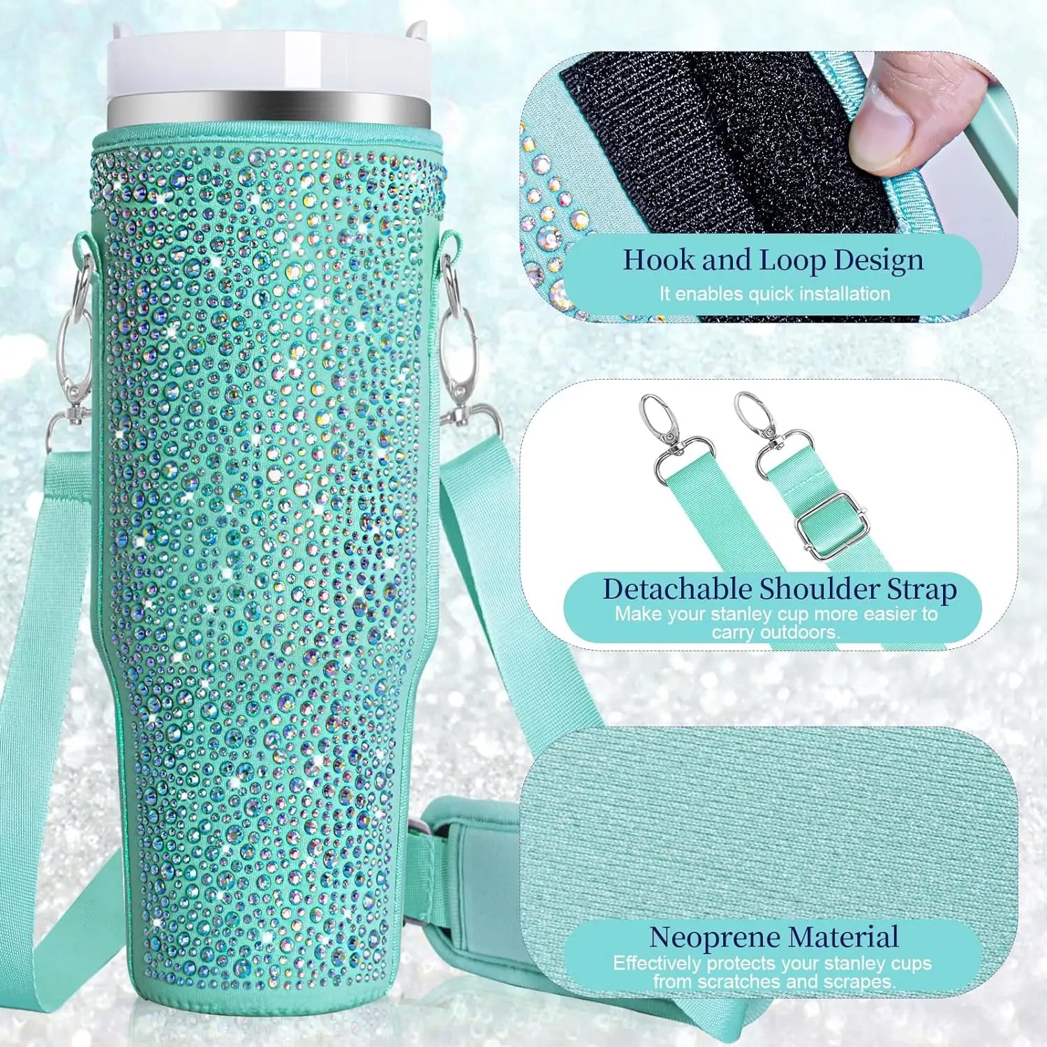 Diamond Mug Sleeves For Portable Water Kettle Carrier Holder Bag With Straps Outdoor Drinkware Accessory