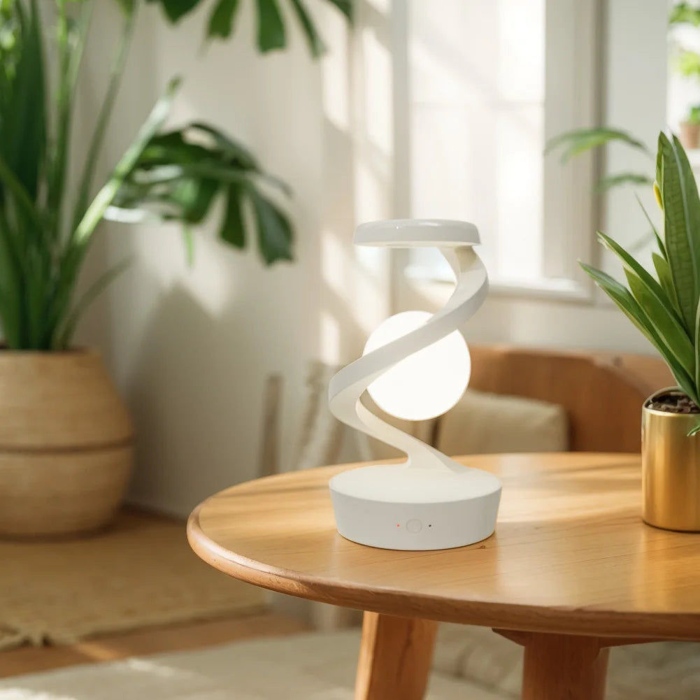 Lampe de table flottante en forme de lune à LED RVB avec chargeur sans fil pour bureau, chambre à coucher, maison