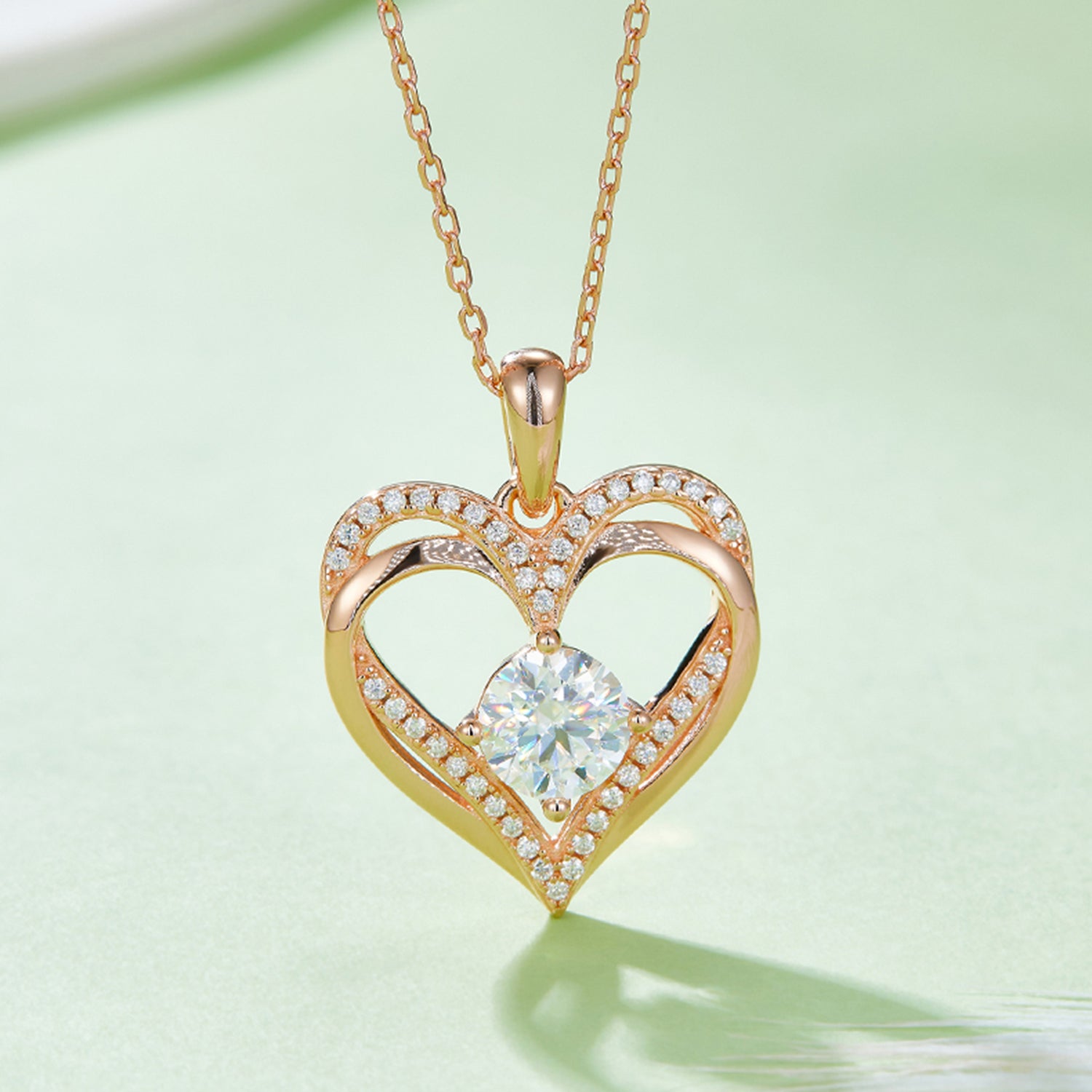 Collier cœur en argent sterling 925 avec moissanite de 1,2 carat