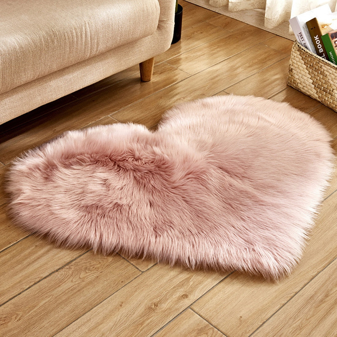 Tapis Love Heart en laine artificielle, tapis de sol en fausse fourrure, tapis de salon doux et moelleux, tapis de chambre à coucher