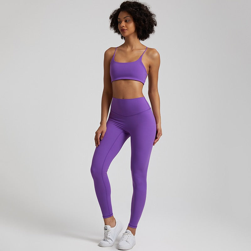 Vêtements de yoga nus européens et américains pour femmes, lifting des fesses, combinaison de course respirante et moulante, vêtements de sport et de fitness du dos