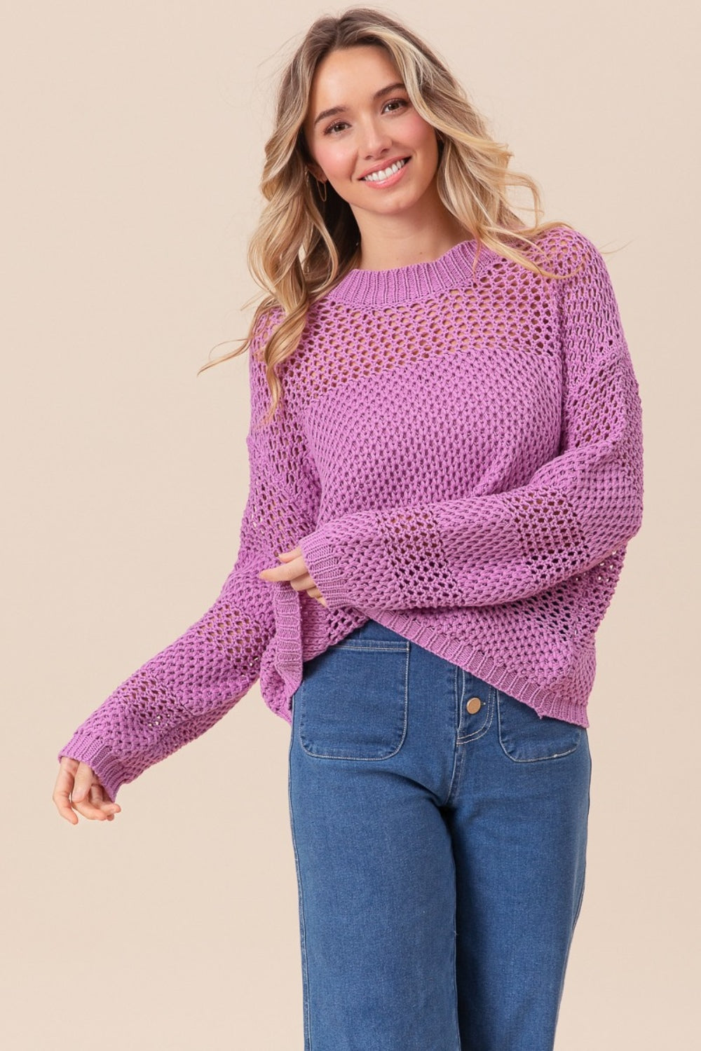 Haut en tricot ajouré à manches longues BiBi