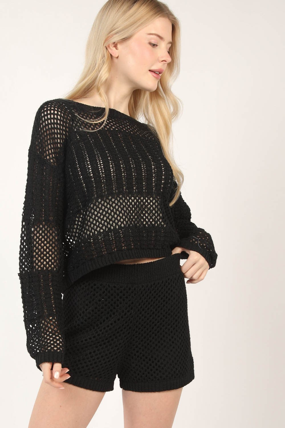Ensemble cache-cœur et short ajouré VERY J