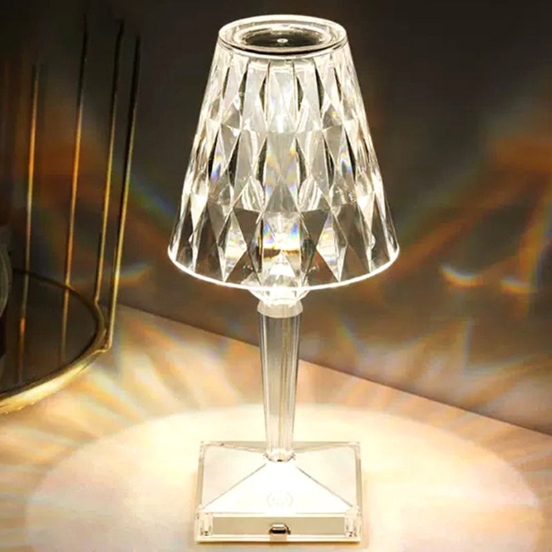 Lampe de bureau créative USB en cristal de diamant, rechargeable, tactile et haut de gamme