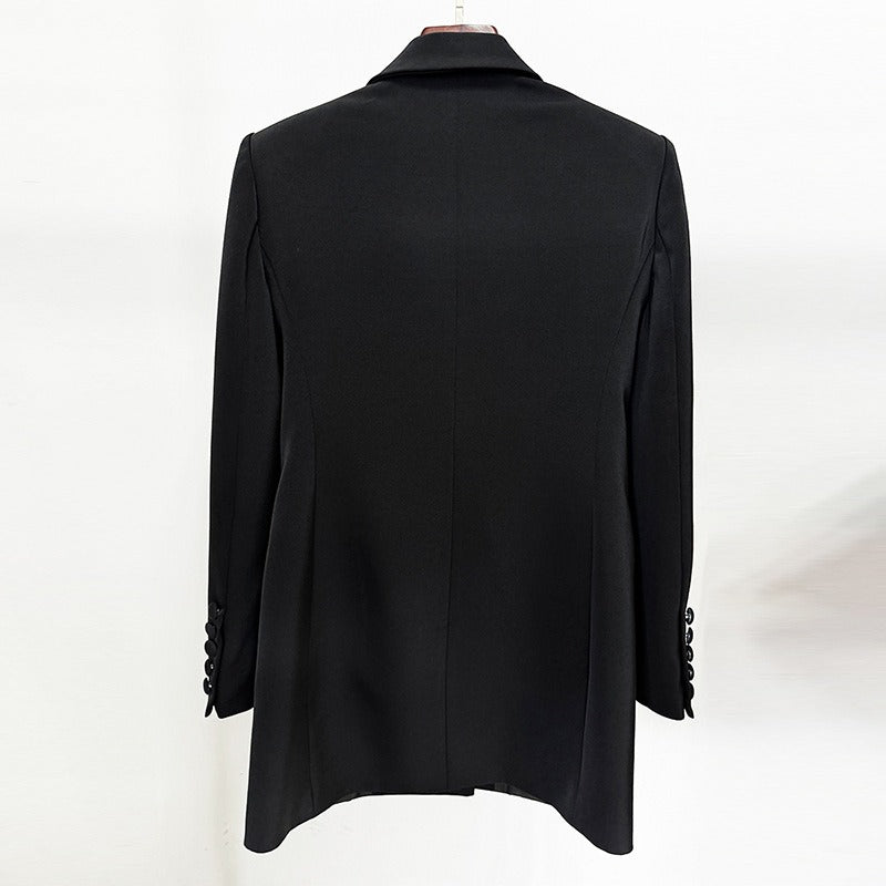 Veste de costume mi-longue à la mode, nouvelle et magnifique, faite à la main, avec des perles à ongles incrustées de diamants, coupe ajustée