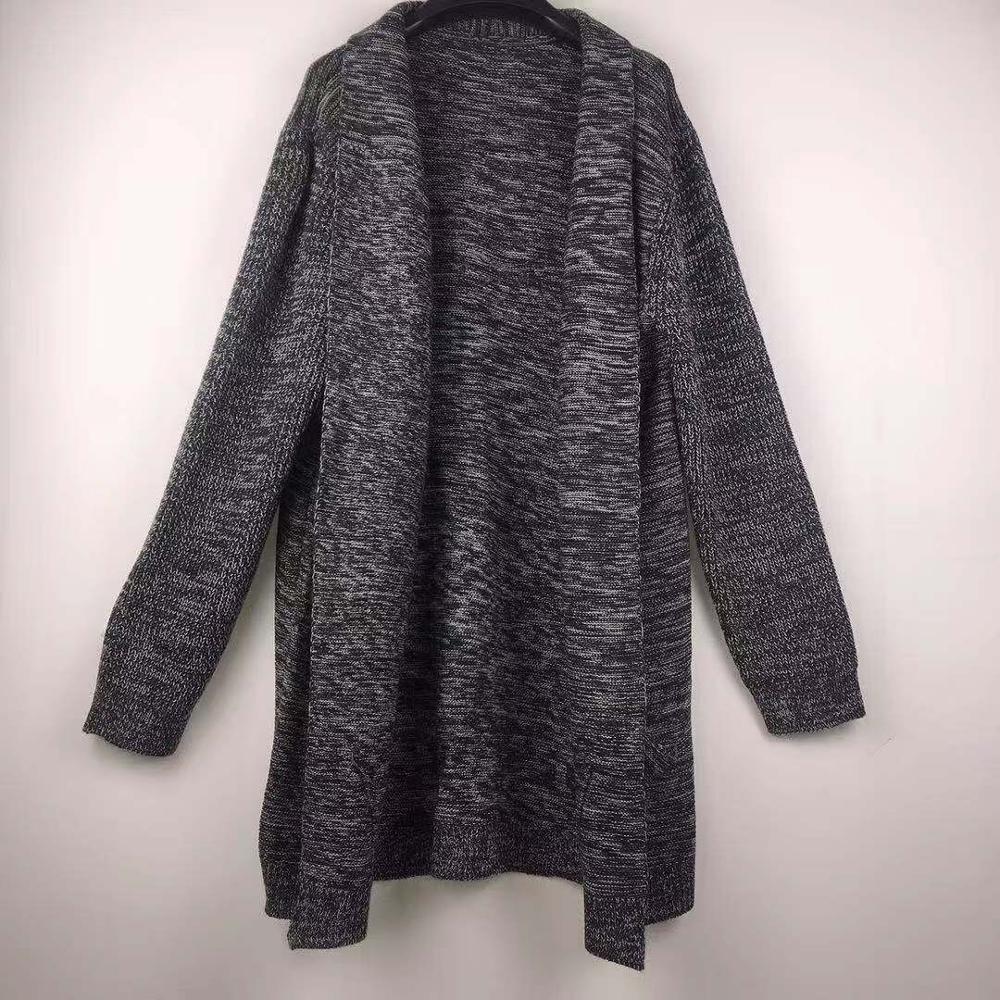 Cardigan tricoté pour homme, pull long, décontracté, slim, trench, streetwear, gris, automne