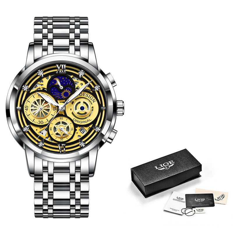 Montre à quartz pour homme, squelette, nouveau concept, étanche, multifonctionnelle