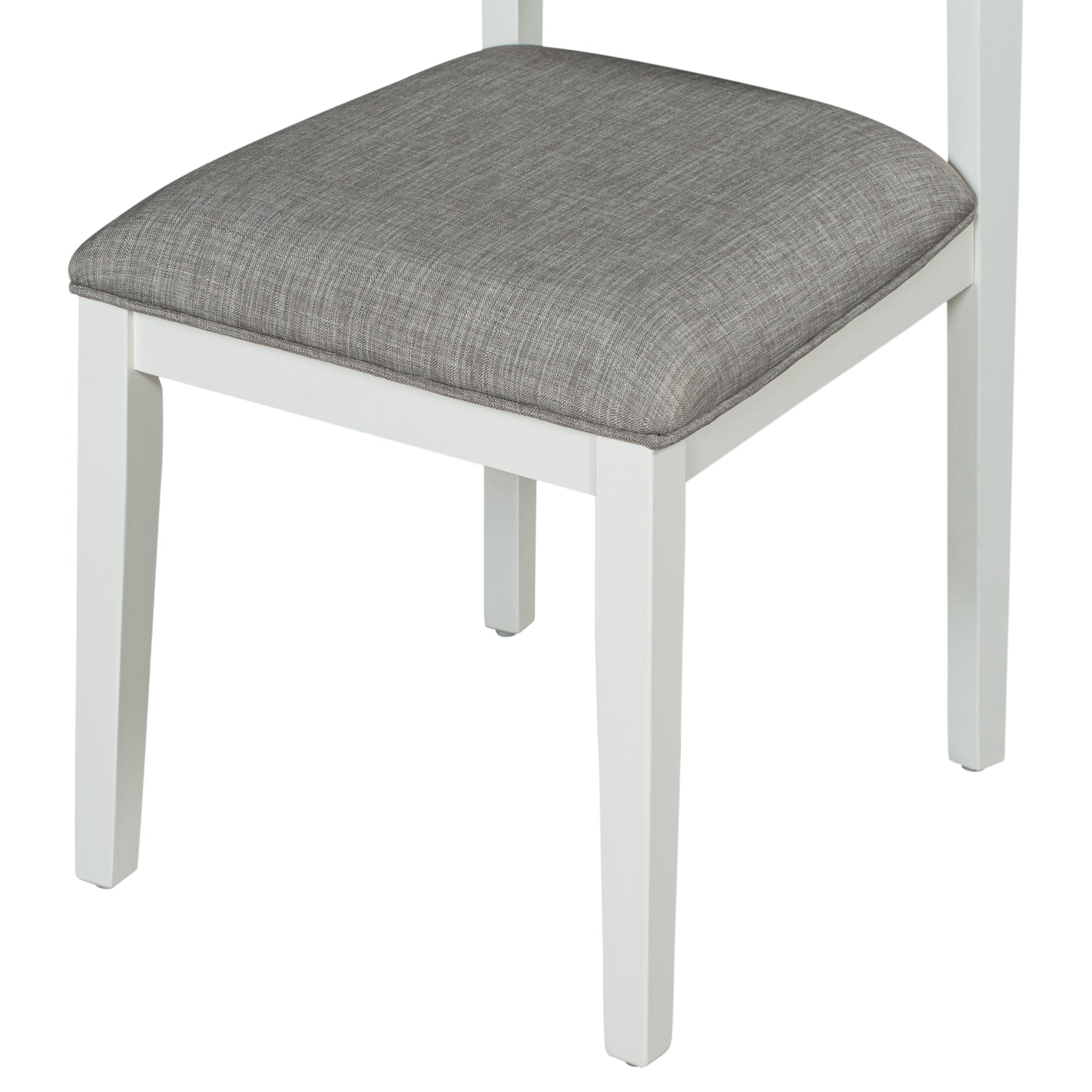 Ensemble de salle à manger TREXM de style classique et traditionnel, 6 pièces, comprenant une table à manger, 4 chaises rembourrées et un banc (blanc et gris)