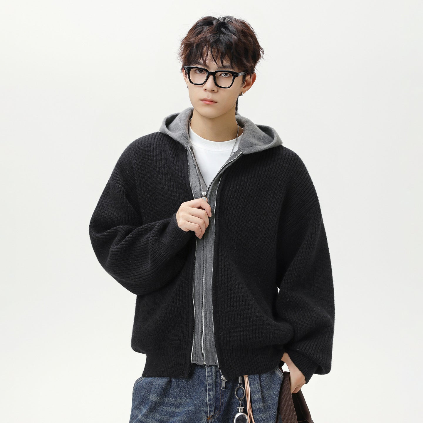 Hooded long sleeved sweater