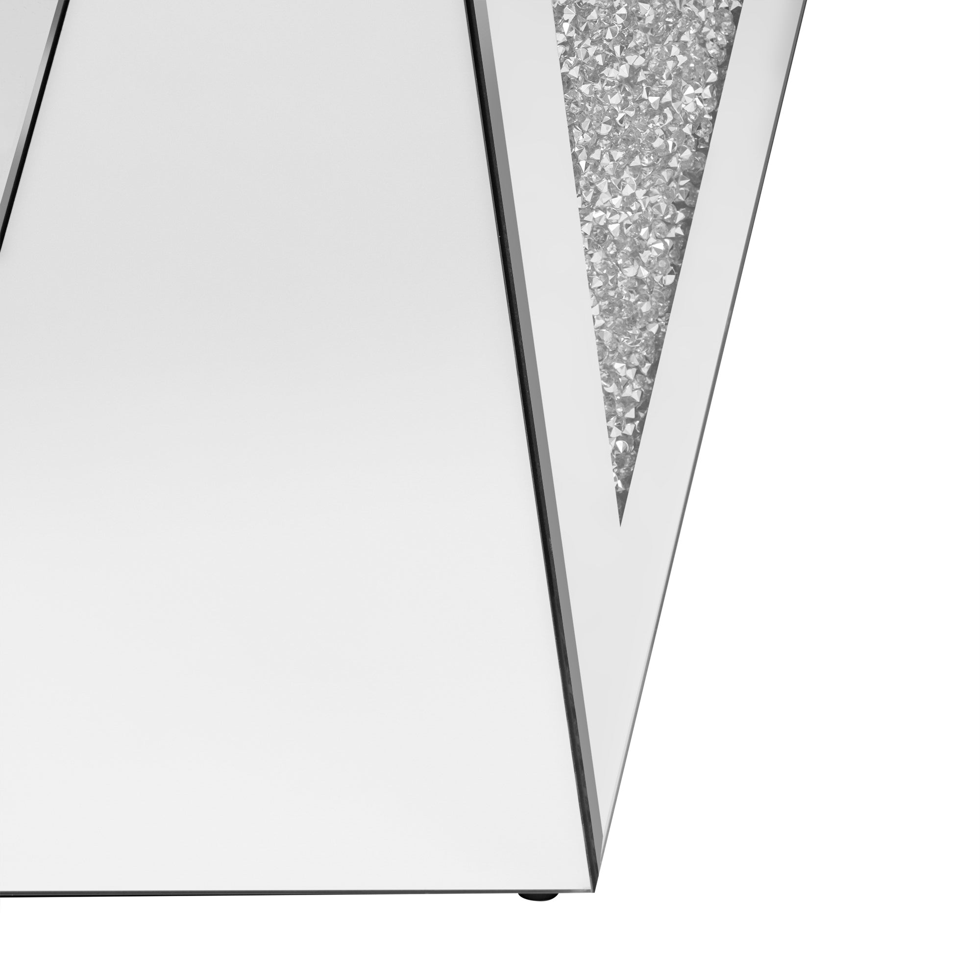 Table d'appoint carrée en miroir argenté U-Can de 13,8 po, table d'appoint moderne avec diamant concassé pour le salon, aucun assemblage requis