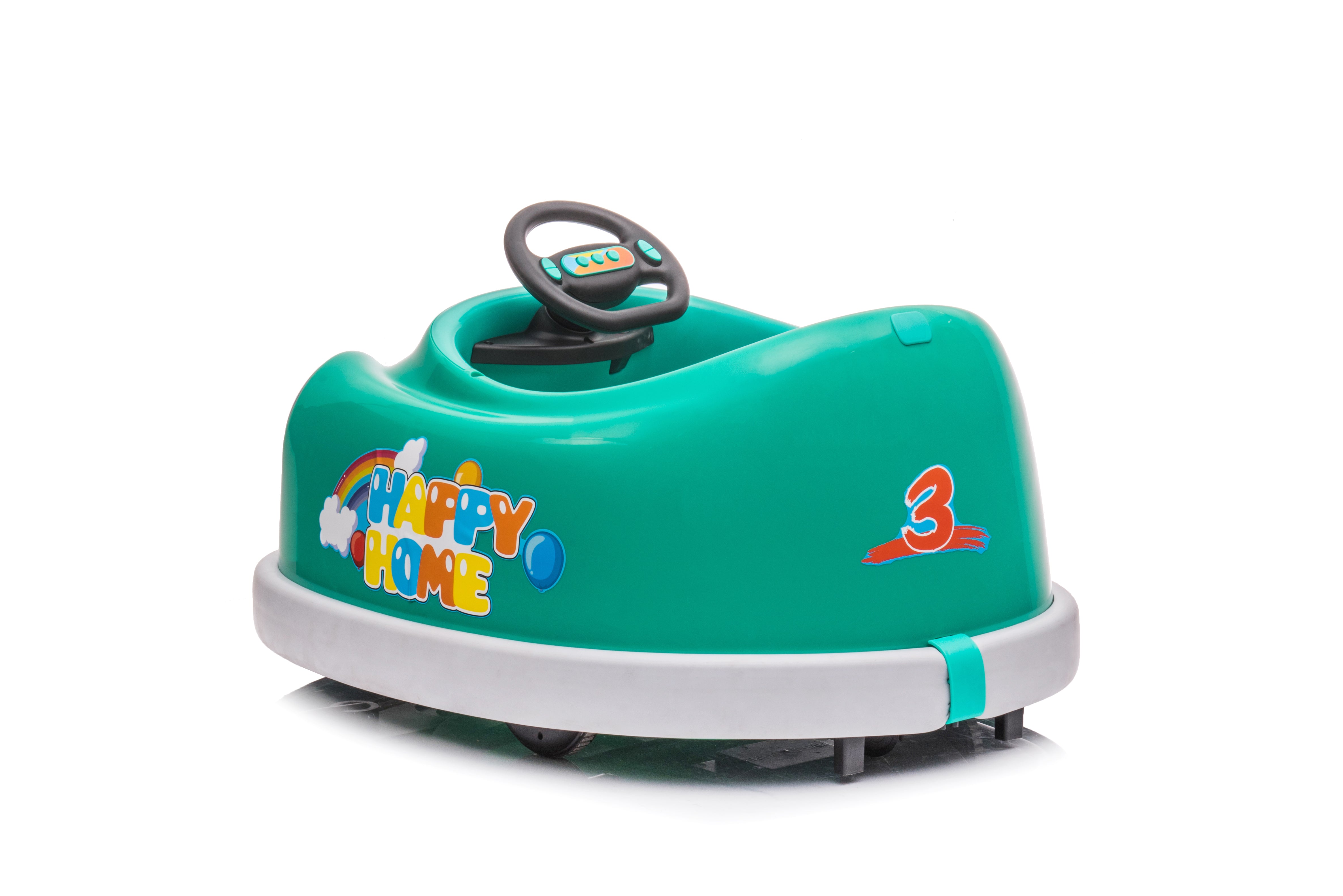 Auto-tamponneuse pour enfants, 12 V, double entraînement, voiture électrique pour enfants de 1 à 6 ans avec tige de poussée, assiette à dîner, musique, cheval à bascule