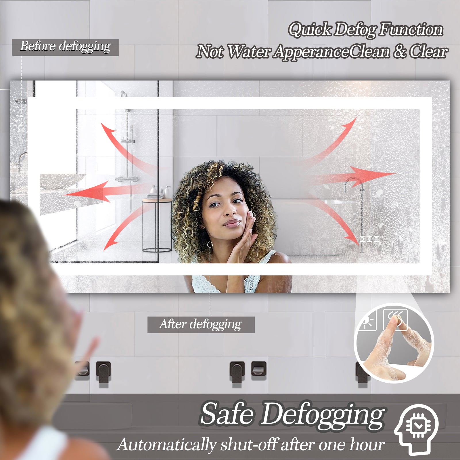 Miroir de salle de bain à LED 72 x 36 pouces avec éclairage, antibuée et variateur d'intensité. Miroir de salle de bain à LED