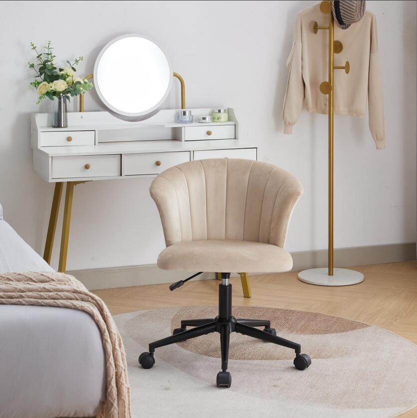 Chaise de bureau pivotante en velours en forme de fleur pour la maison, le bureau ou la chambre à coucher