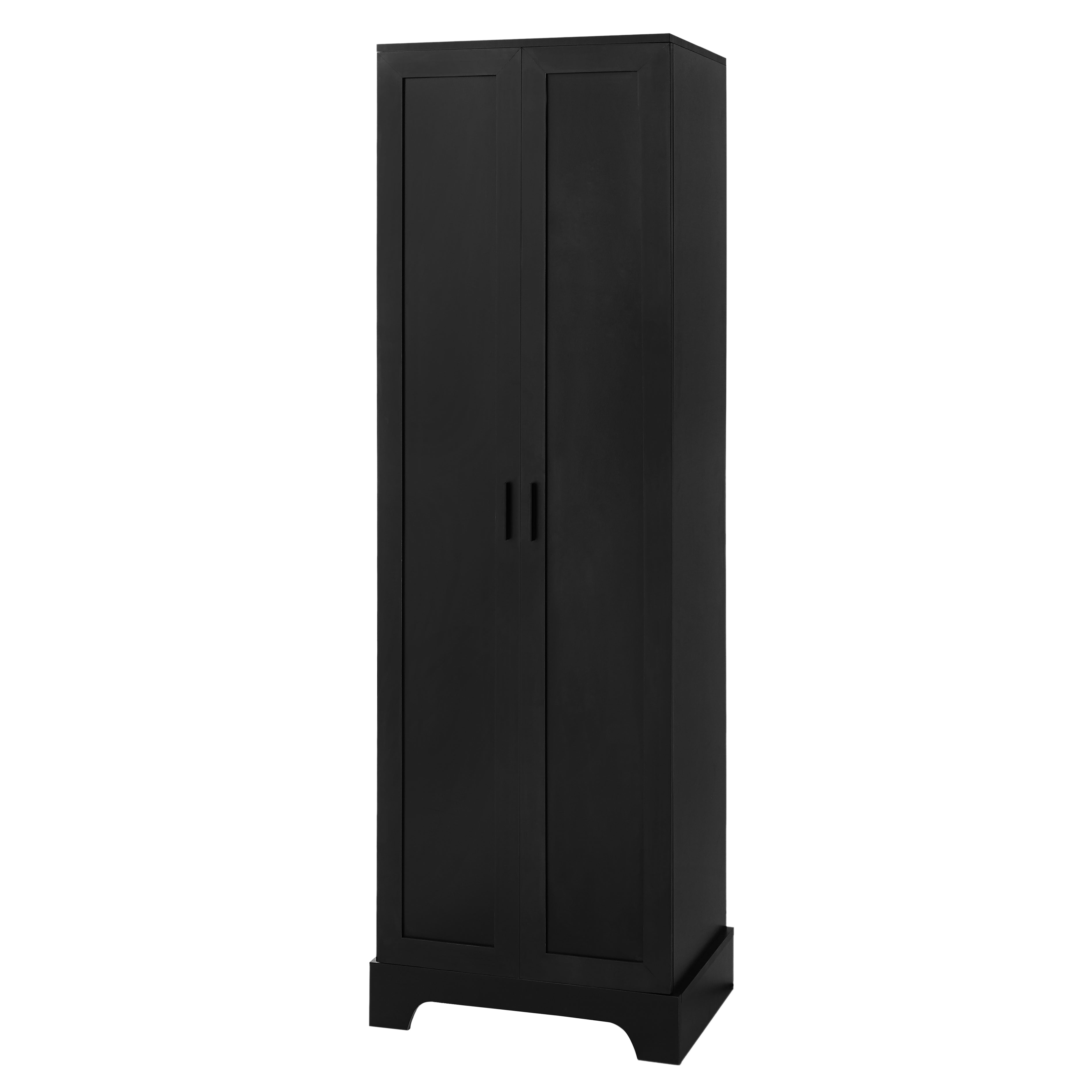 Meuble de rangement à deux portes pour salle de bain et bureau, étagère réglable, panneau MDF, noir