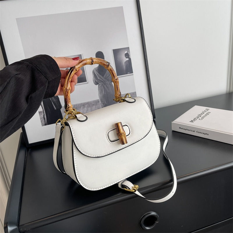 Sac à main en bambou pour femme, sac à bandoulière rétro
