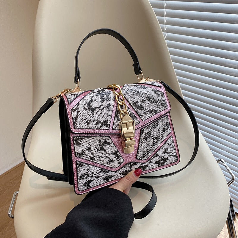 Petit sac carré à bandoulière, polyvalent pour femme, à blocage de couleur