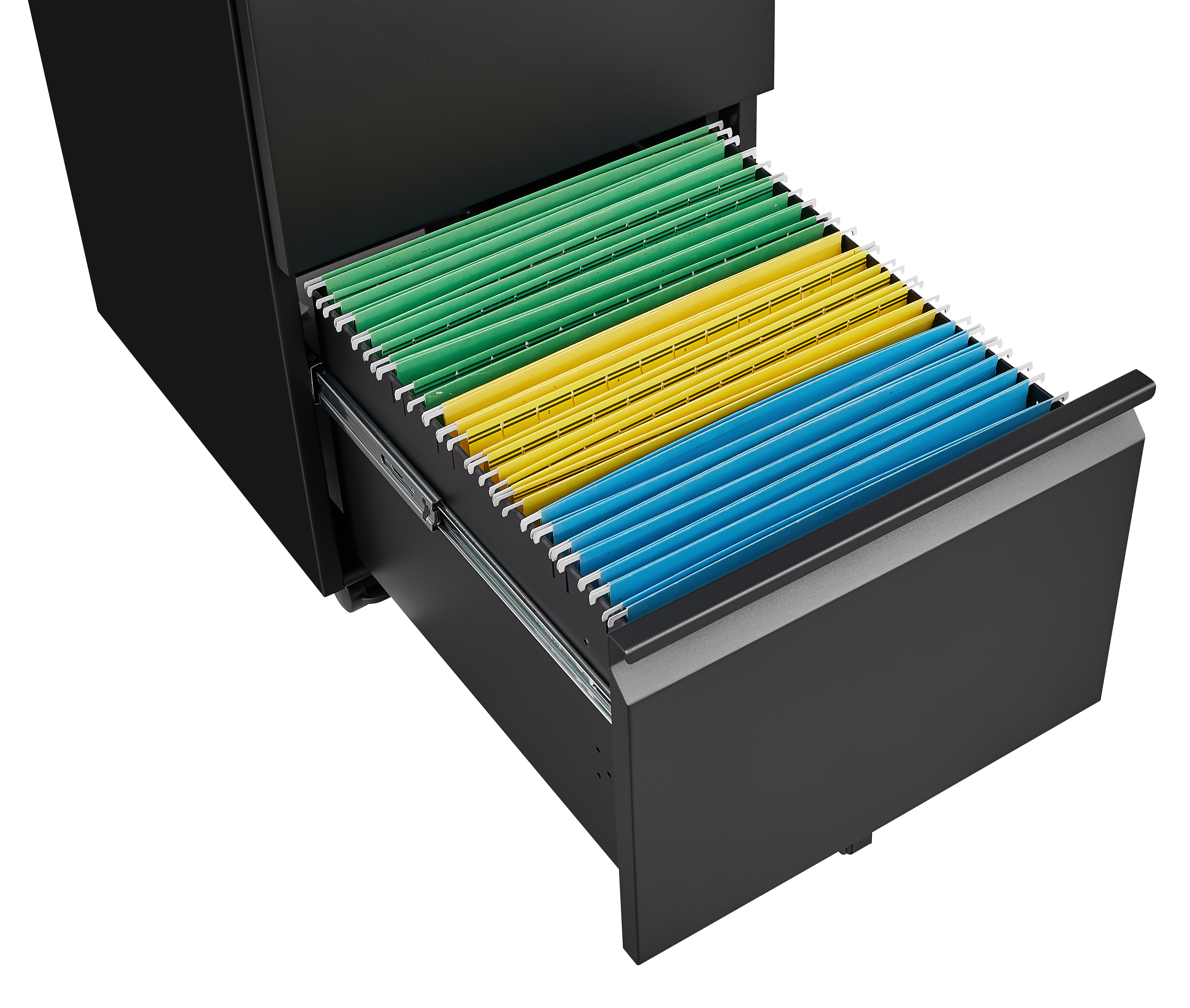 Metal 2 drawer mobile file cabinet with lock, 25.6-inch high legal/letter size file storage cabinet black