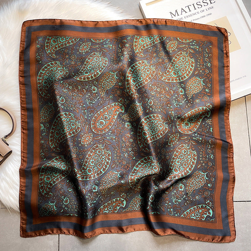 Foulards imprimés rétro noix de cajou foulards de tempérament polyvalents petits foulards carrés pour femmes foulards décoratifs