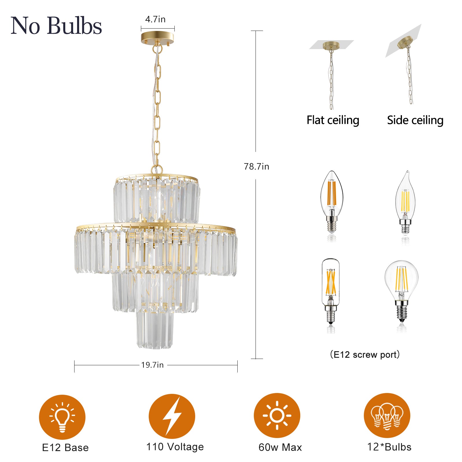 Lustre en cristal de luxe, lustre moderne, luminaire suspendu, diamètre 19,7 pouces