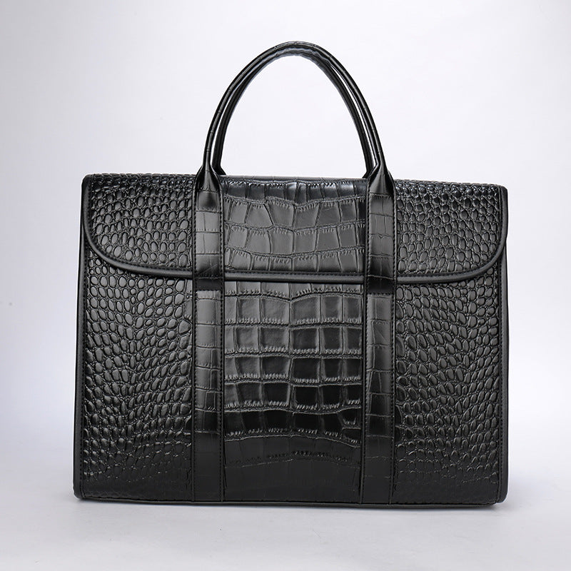 Sacoche pour ordinateur portable en cuir motif crocodile pour homme