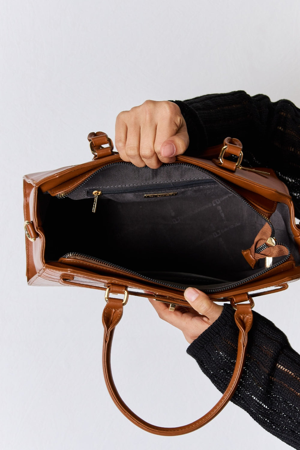 Sac à main en cuir PU texturé David Jones