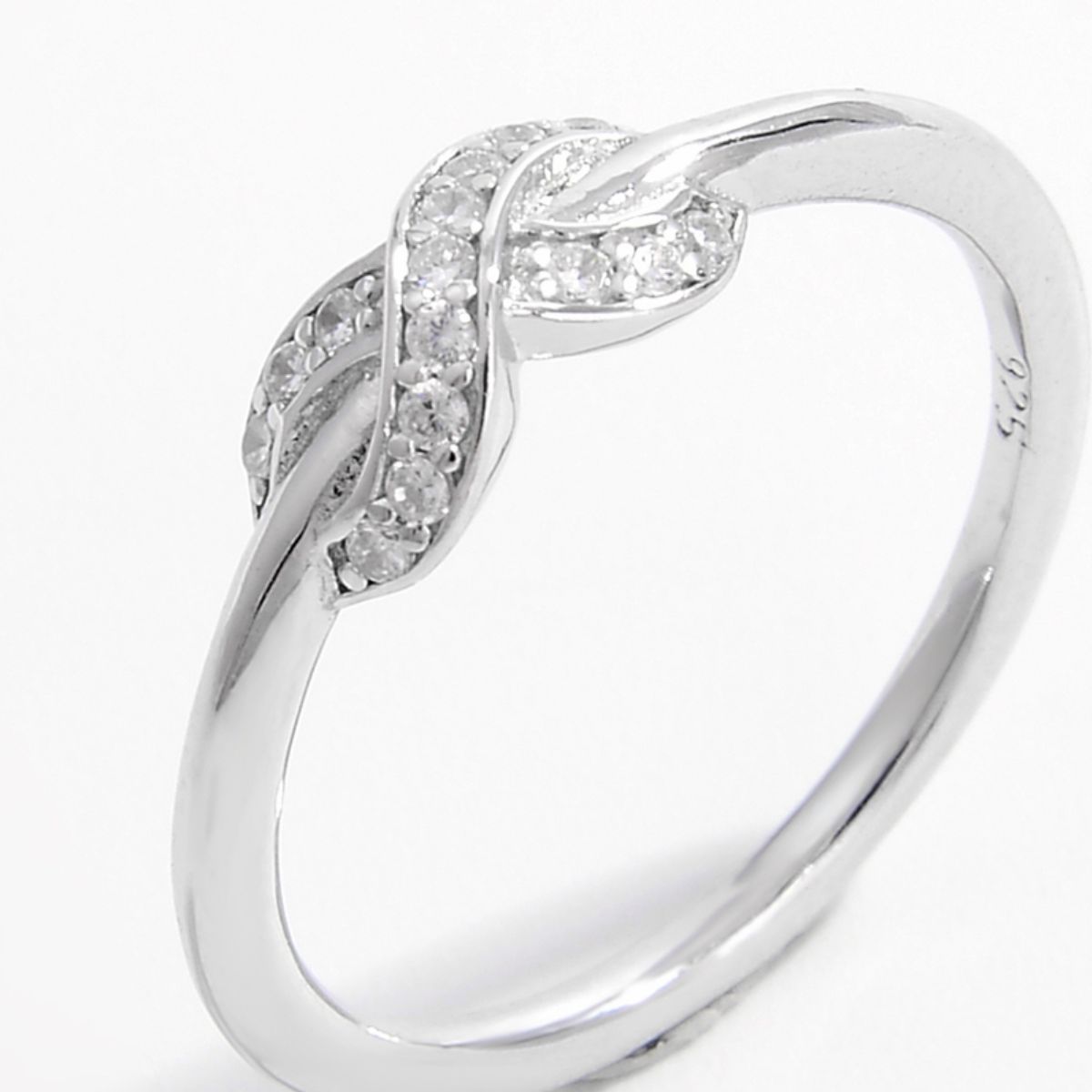 Bague géométrique en argent sterling 925 et zircon