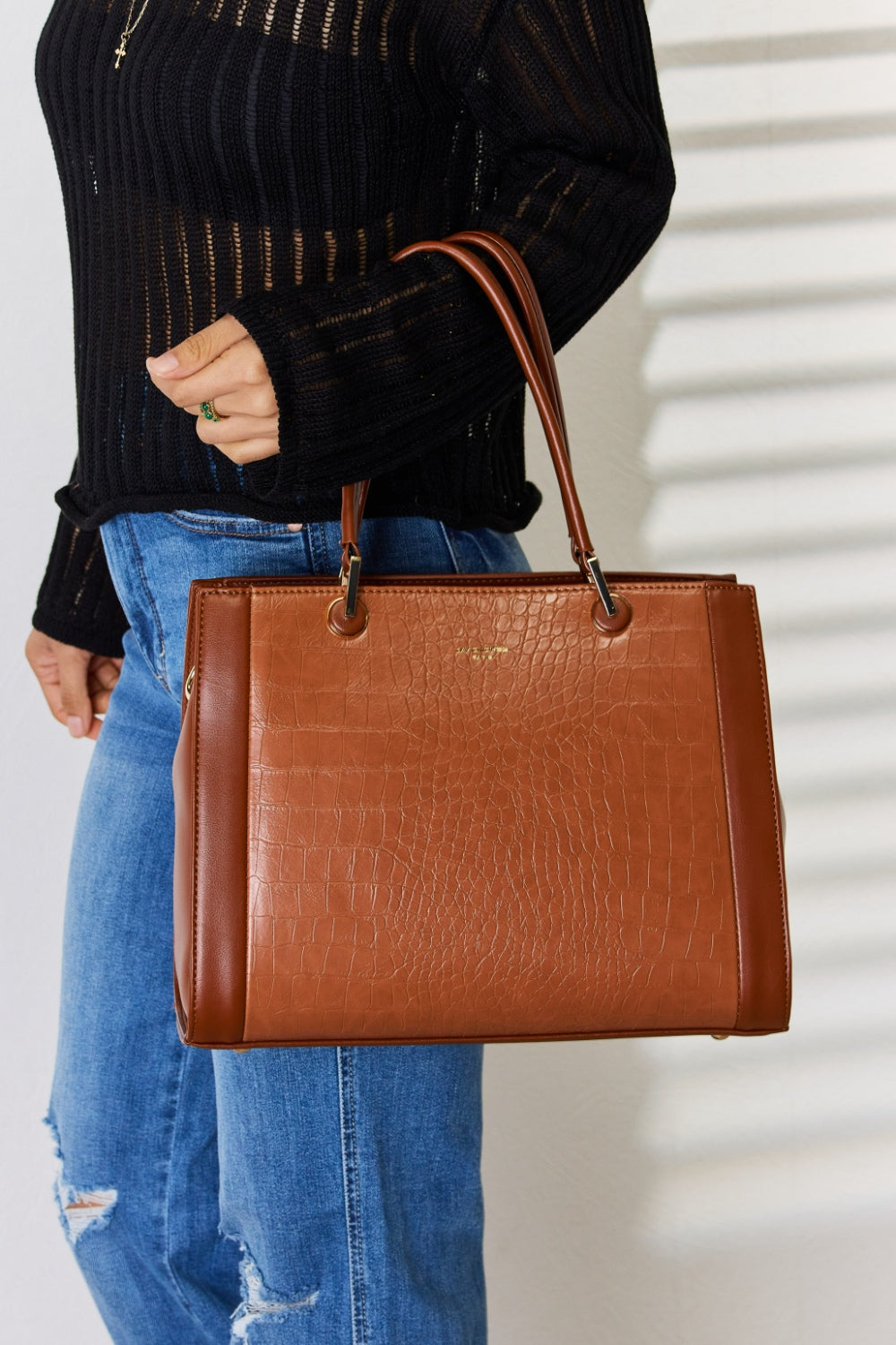 Sac à main en cuir PU texturé David Jones