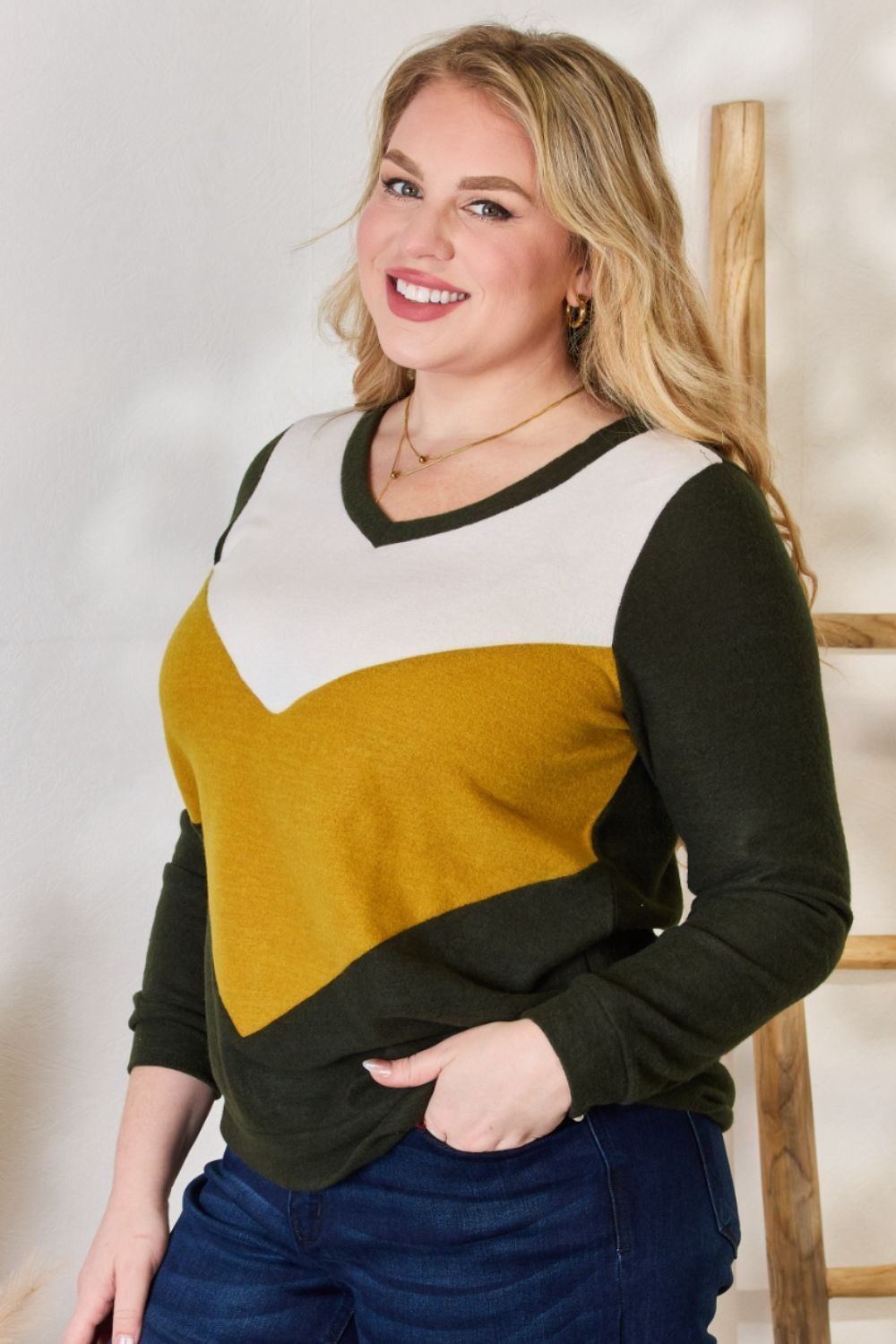 Chemisier col V colorblock grande taille Hailey & Co