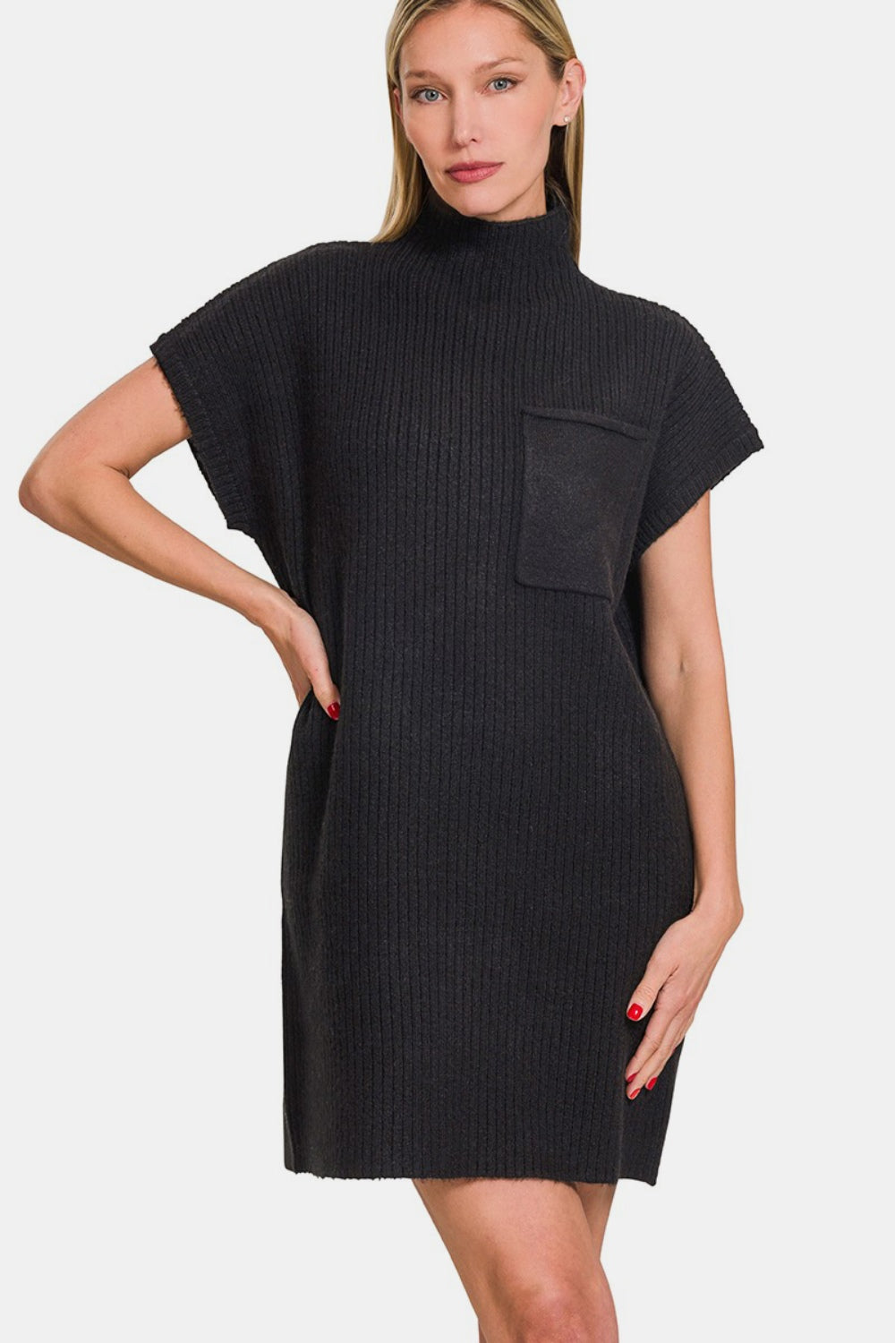 Robe mini-pull à manches courtes Zenana