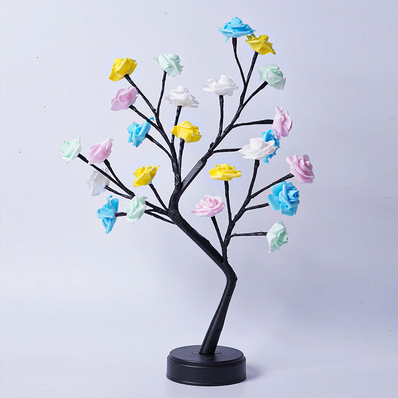 Lampe de table en forme d'arbre à fleurs et de roses, veilleuse féerique, alimentée par USB, idéale pour un mariage, la Saint-Valentin ou Noël.
