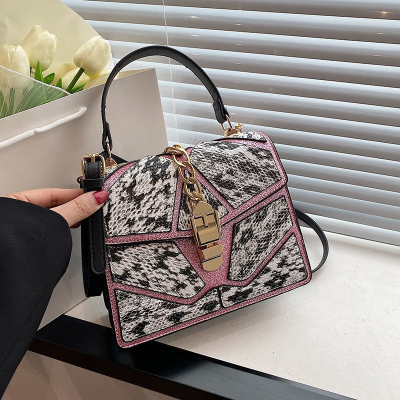 Petit sac carré à bandoulière, polyvalent pour femme, à blocage de couleur