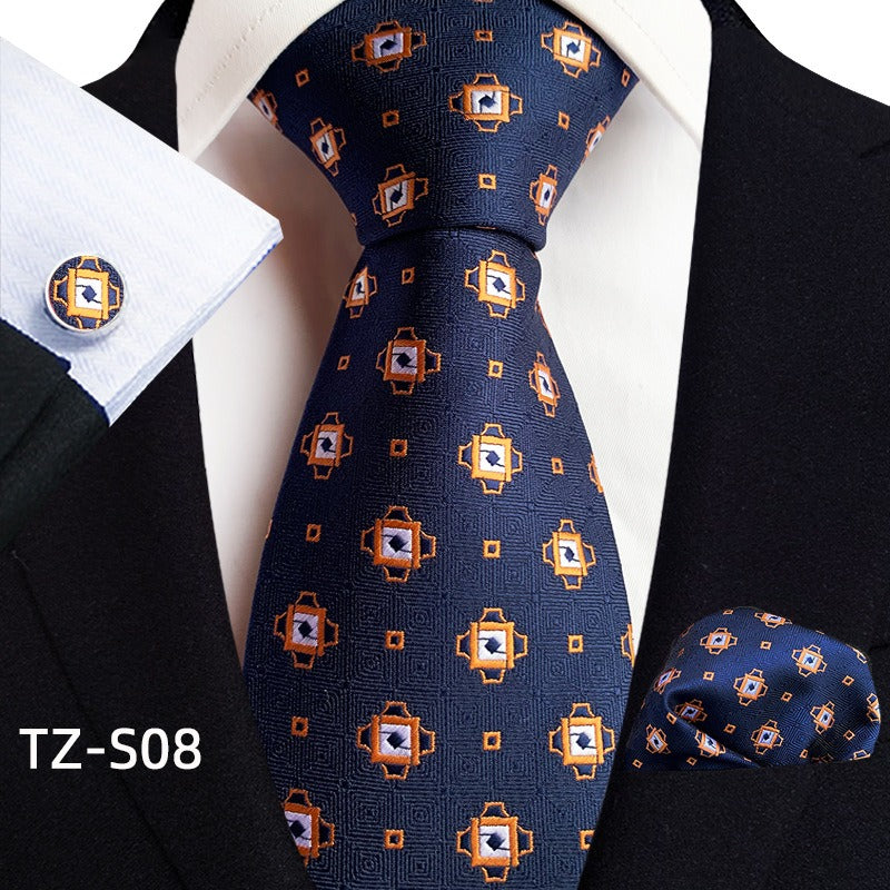 Ensemble trois pièces pour homme, cravate, poche, serviette, manchette, motif cachemire, taille et fleur