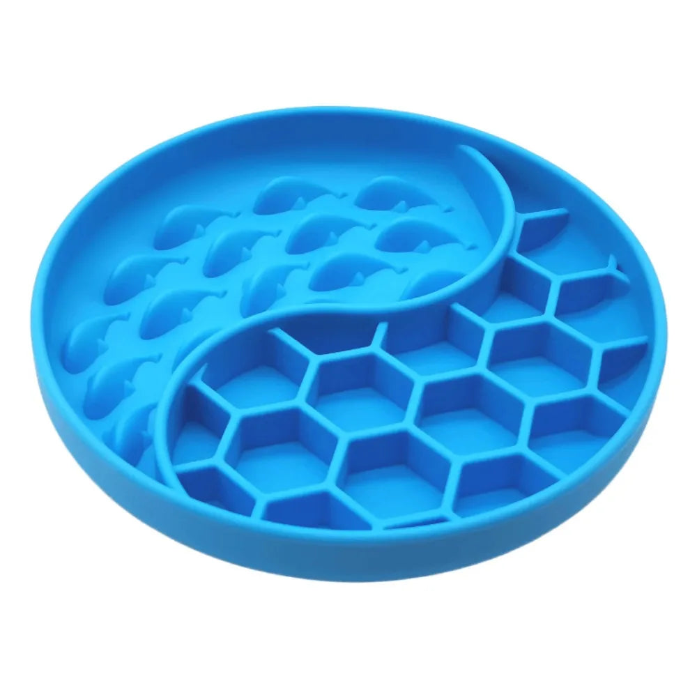 Gamelle pour chien en silicone résistant aux hautes températures, nouveau produit, gamelle pour chien en silicone à double compartiment, Slow Food, nid d'abeille