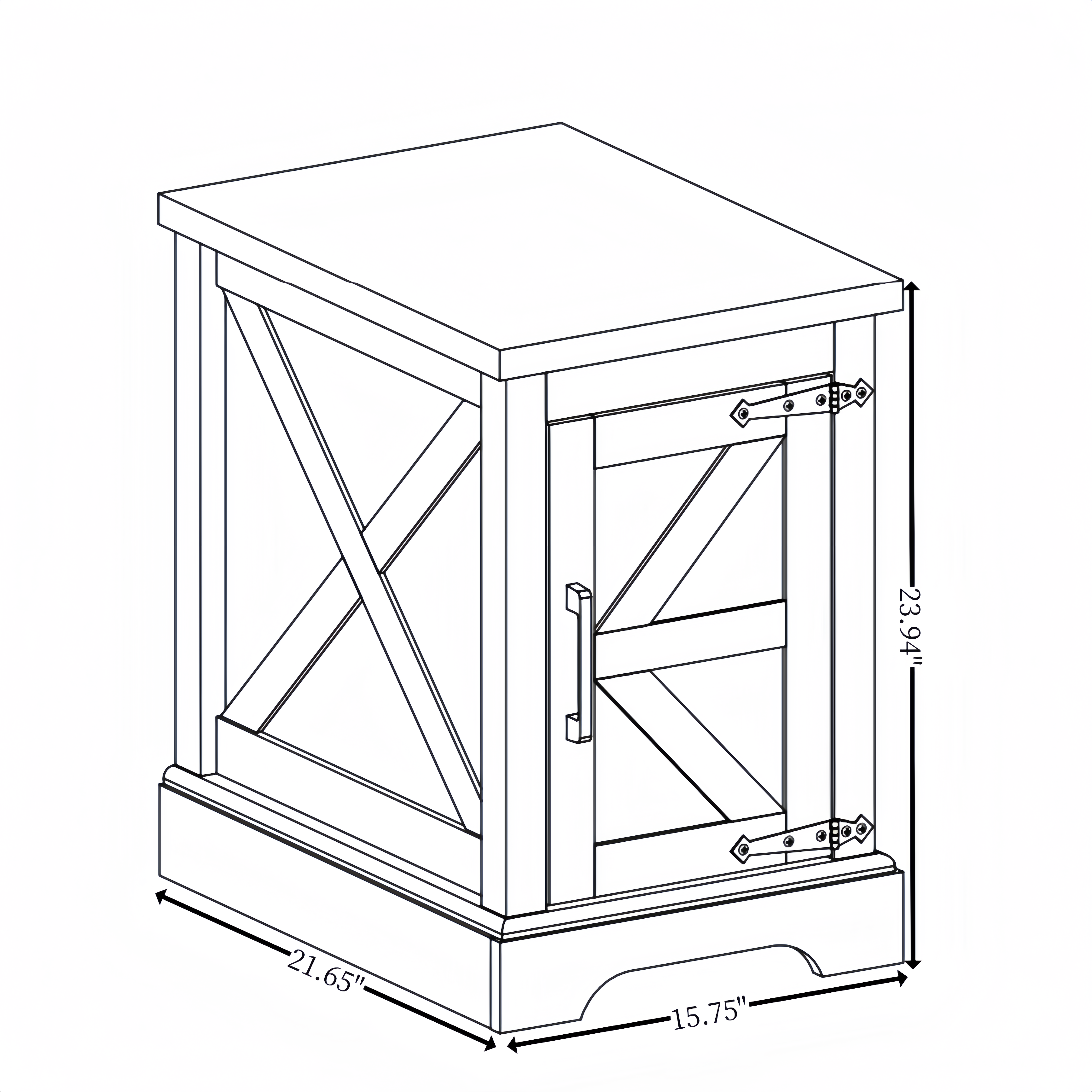 Table à thé de ferme, table de chevet, table à thé de ferme rectangulaire avec porte de grange et support de rangement réglable, blanc