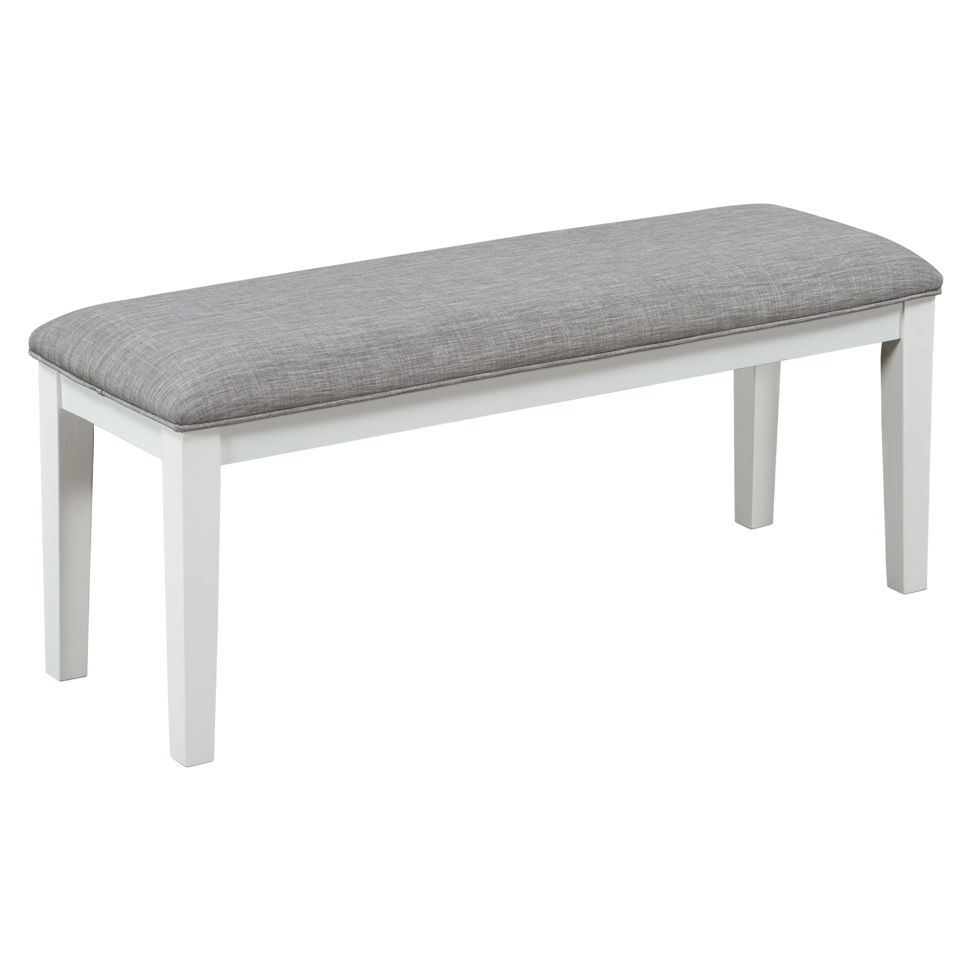 Ensemble de salle à manger TREXM de style classique et traditionnel, 6 pièces, comprenant une table à manger, 4 chaises rembourrées et un banc (blanc et gris)