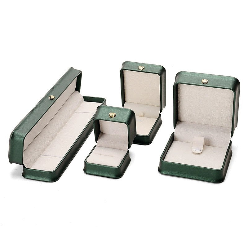 Boîte à bijoux en cuir PU avec couronne de serrage à la taille, boîte-cadeau pour bijoux haut de gamme, boîte à bagues