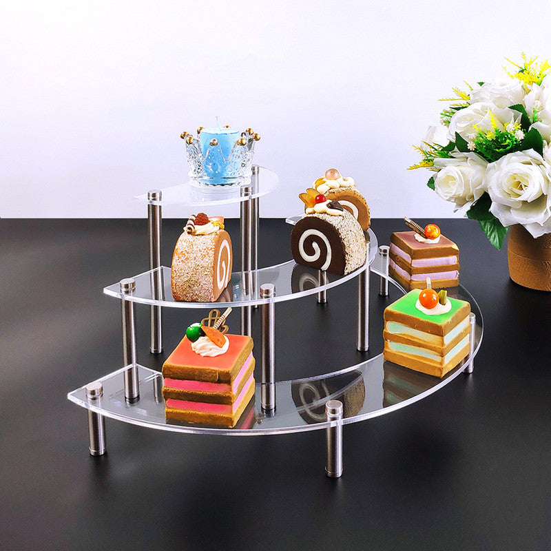 3 Layers Of Acrylic Cake Display Stand Cosmetics Round Dessert Display Stand Cake Stand