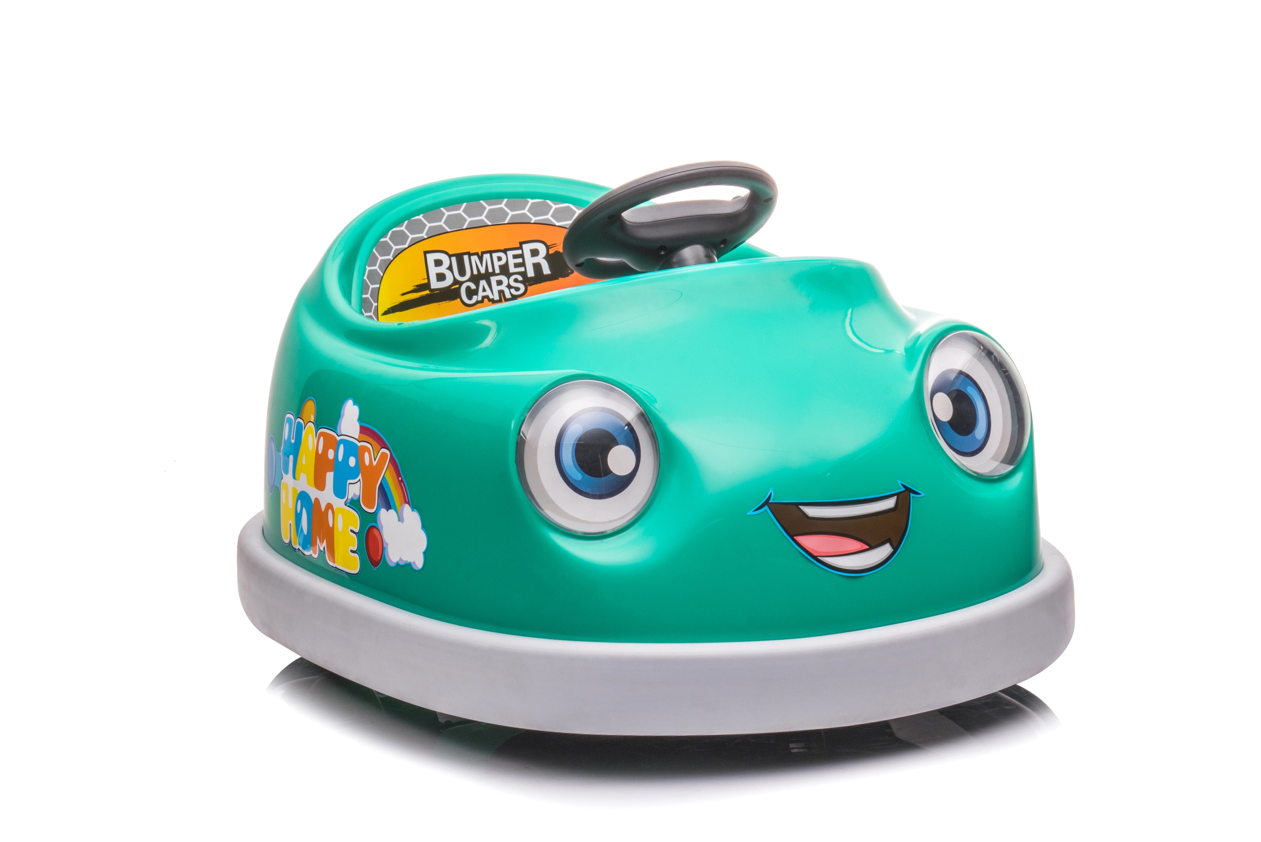 Auto-tamponneuse pour enfants, 12 V, double entraînement, voiture électrique pour enfants de 1 à 6 ans avec tige de poussée, assiette à dîner, musique, cheval à bascule