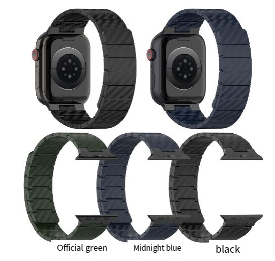 Bracelet de montre magnétique en fibre de carbone pour Apple Watch iWatch