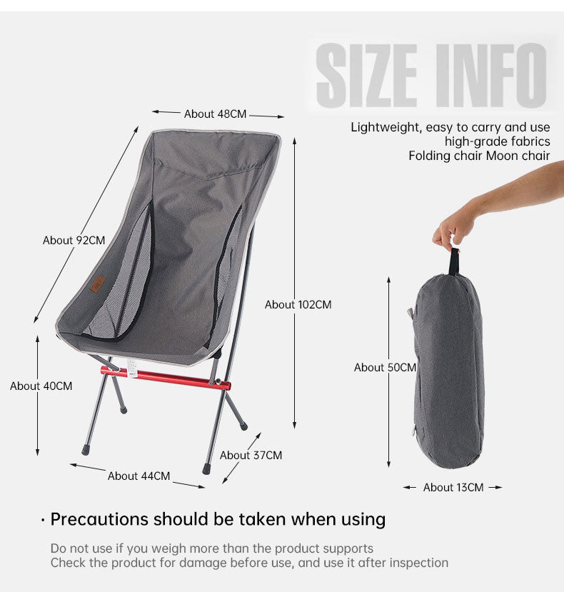 Chaise pliante d'extérieur rehaussée, chaise de lune portable, chaise de camping, de pêche, de loisirs, de plage, chaise arrière