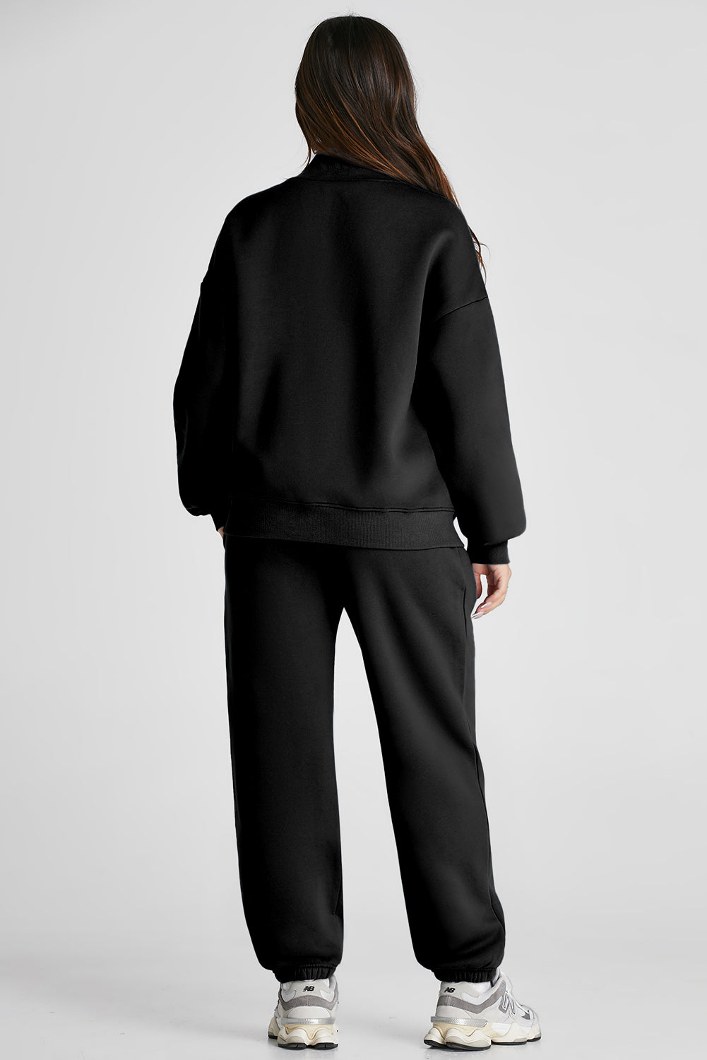 Ensemble haut à manches longues et pantalon à fermeture éclair quart de tour