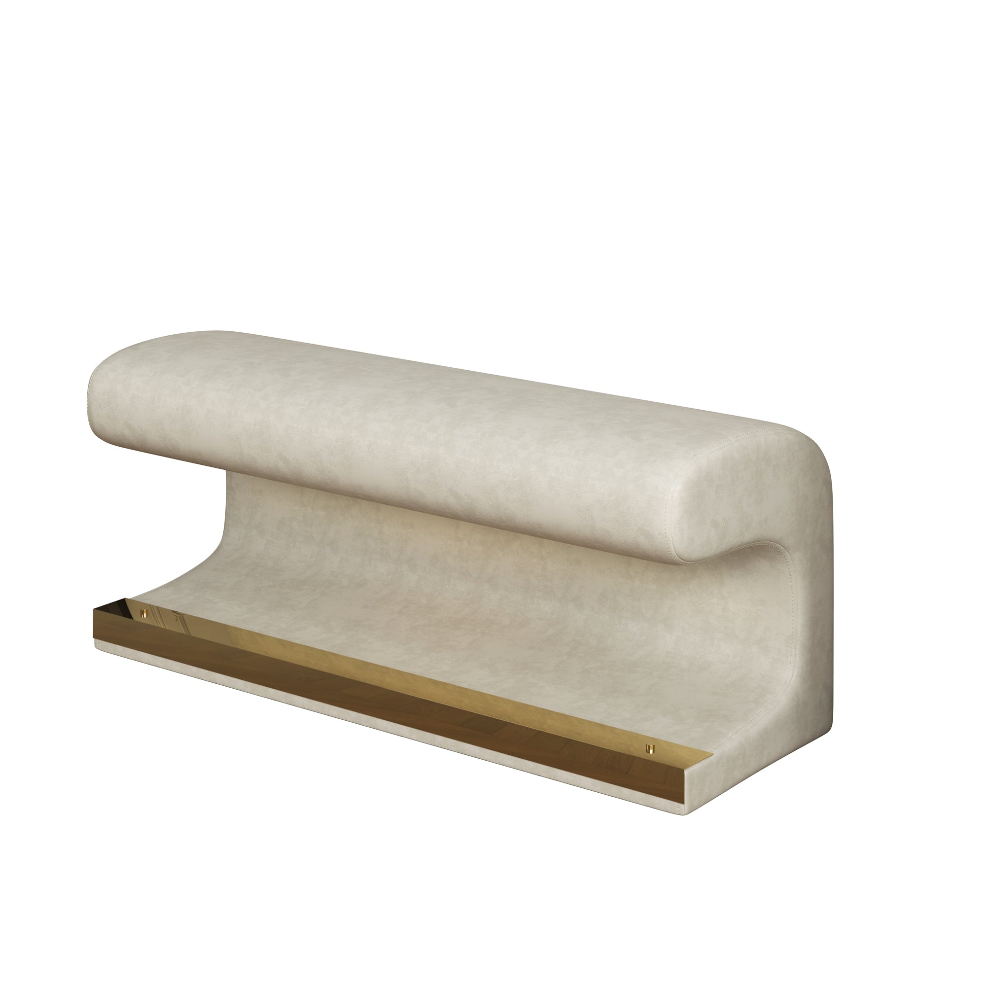 Banc d'entrée ottoman rembourré en cuir avec lumière à capteur LED pour salon, chambre, bout de lit, beige