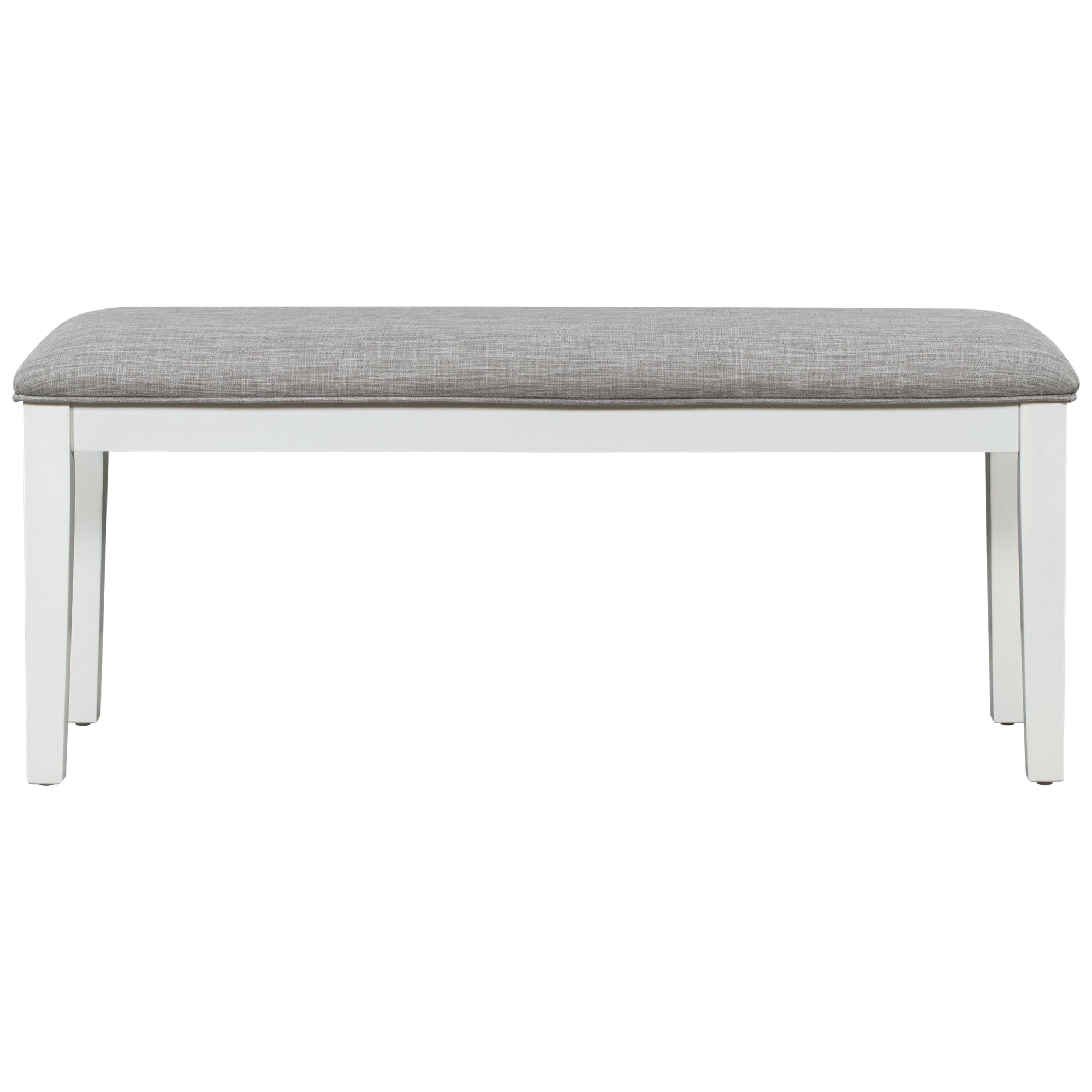 Ensemble de salle à manger TREXM de style classique et traditionnel, 6 pièces, comprenant une table à manger, 4 chaises rembourrées et un banc (blanc et gris)